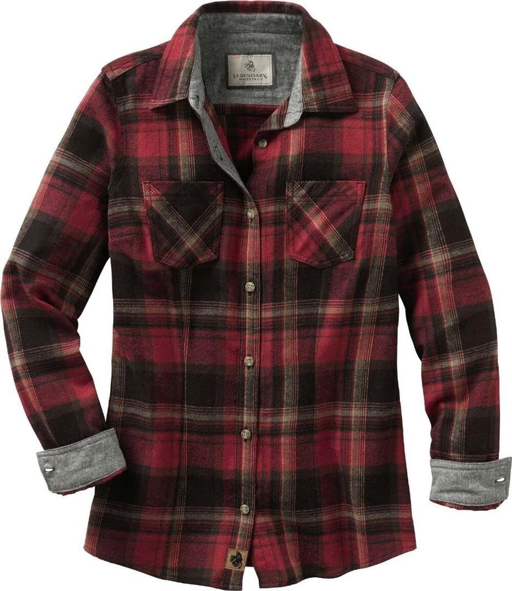 Legendary Whitetails Red & Black Flannel Button Up Shirt in Women's Small
